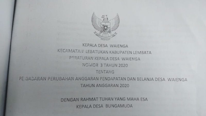 Dokumen APBDes Waienga, Kabupaten Lembata