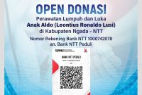 Pamflet rekening donasi Bank NTT untuk membantu Aldo Lusi. (Istimewa)