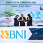 JAKARTA -- Direktur Utama BNI Royke Tumilaar (tengah), Wakil Direktur Utama BNI Adi Sulistyowati (kiri), dan Direktur Keuangan BNI Novita Widya Anggraini dalam paparan public expose BNI Semester I 2022, di Jakarta, Jumat (29/7/2022).  BNI membukukan tren kinerja dan ekspansi yang solid pada kuartal kedua tahun ini. Pencapaian tersebut diiringi pula dengan upaya memperkuat green portfolio dan implementasi prinsip-prinsip keberlanjutan atau ESG dalam setiap aspek bisnis perusahaan. Laba bersih BNI Semester I tahun 2022 ini tercatat mencapai Rp 8,8 triliun, atau tumbuh 75,1% secara tahunan atau year-on-year.Foto Dok BNI