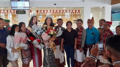 Pemdes Letbaun Semau Jemput Juara Miss Interglobal dan Miss Star Tourism Indonesia 2022 di Bandara El Tari 