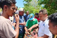 Calon Gubernur NTT Nomor Urut 3, Simon Petrus Kamlasi menikmati sirih pinang kapur bersama masyarakat di Pasar Ofu, TTS, Senin, 21 Oktober 2024 / foto: Gorby Rumung/Tim Media For SIAGA