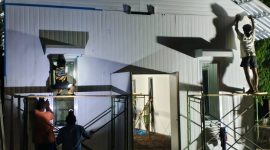 Pembangunan Kapela Stasi Santo Elias Riangduli, Kecamatan Witihama. Gereja ini merupakan bangunan portable bantuan Tenaga Ahli Kementerian Koordinator Pangan RI, Simon Petrus Kamlasi