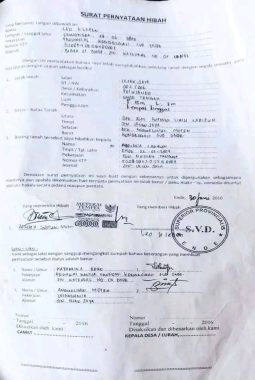 Dokumen Hibah Dari Provinsial SVD Ke Keluarga Sadipun Adalah Benar
