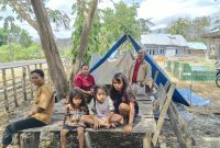 Puluhan ribu korban gempa Flores berada di pengungsian. Berdasarkan data yang diterima, 80 persen mengungsi secara mandiri. Tampak anak-anak kecil berada di pengungsian mandiri.