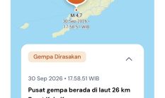 Gempa M4,7 Guncang Kupang, Berpusat 26 KM di Barat Kabupaten Kupang
